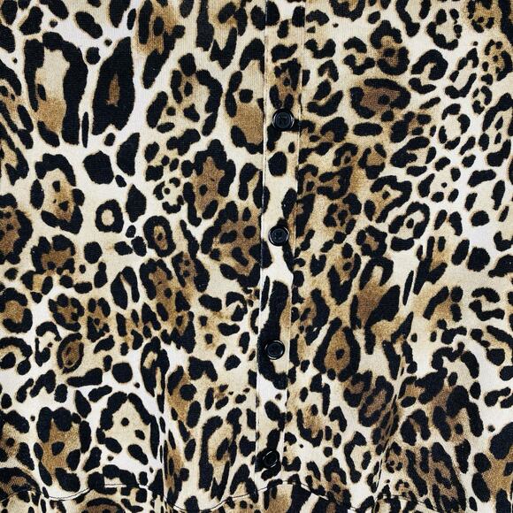 Chico's Petite Large 12 2 Animal Print Long Sleeve Button Back Pocket Tunic Top - Picture 4 of 7